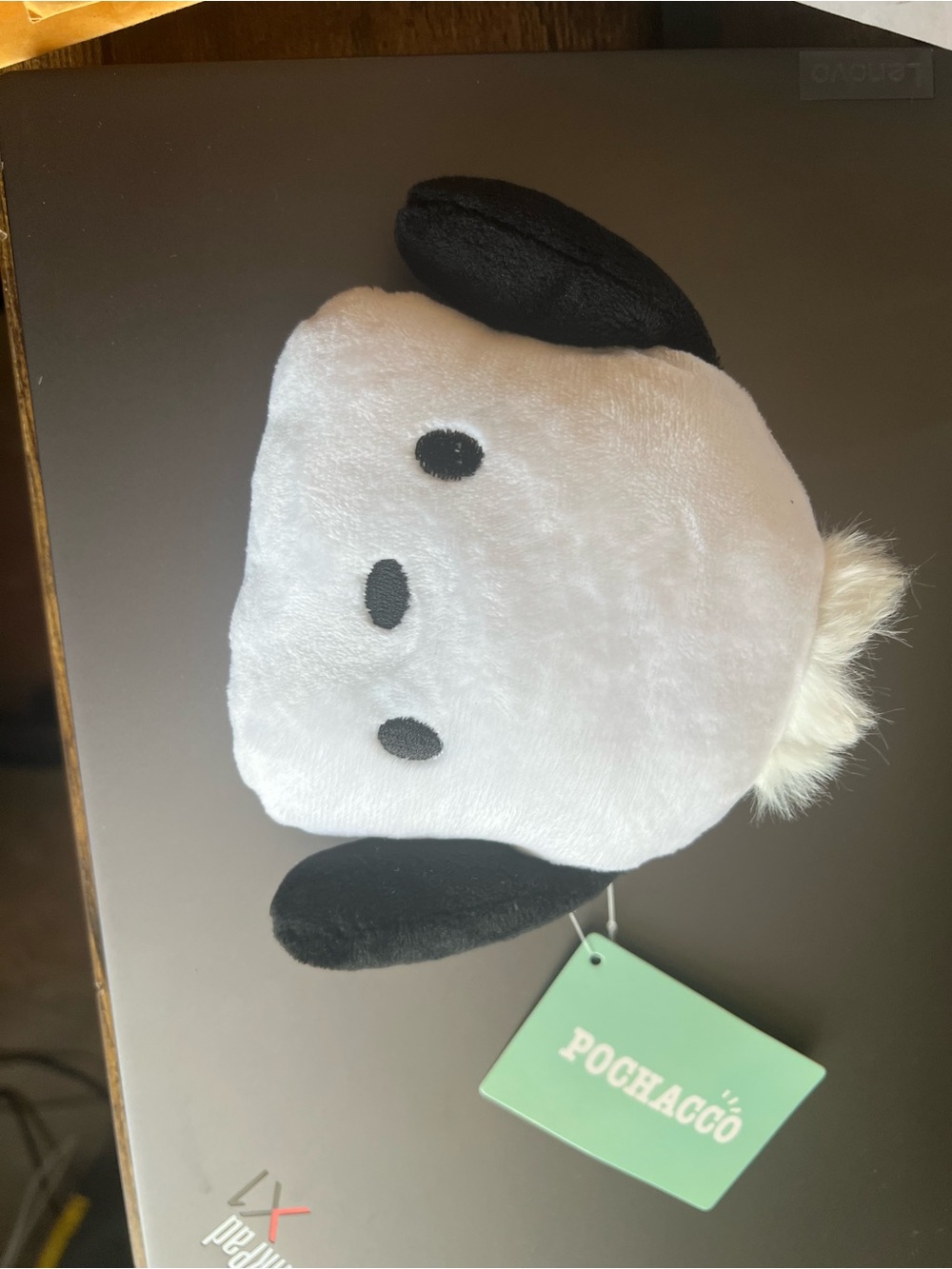 Sanrio Pochacco Plush Card Holder in White, Black & Mint